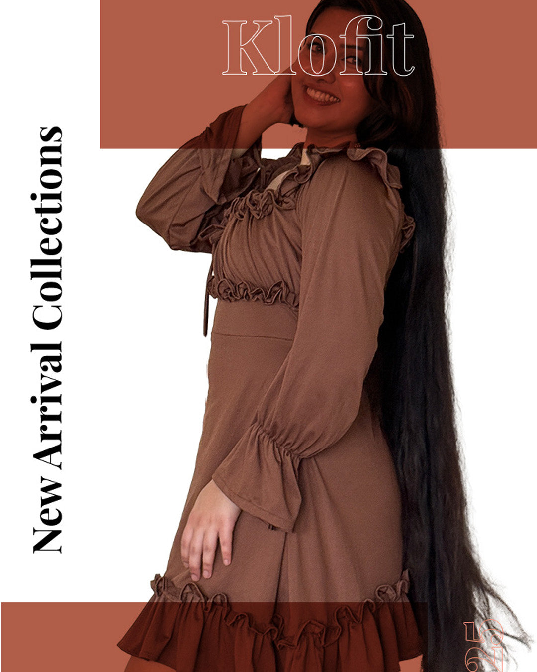 Brown Ruffle Mini Dress