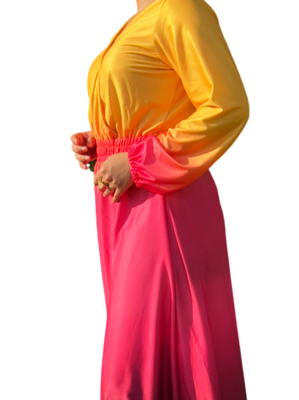 Shades of Green Maxi, Yellow Maroon Maxi – Elegant & Flowing Maxi Dress Hello Maroon