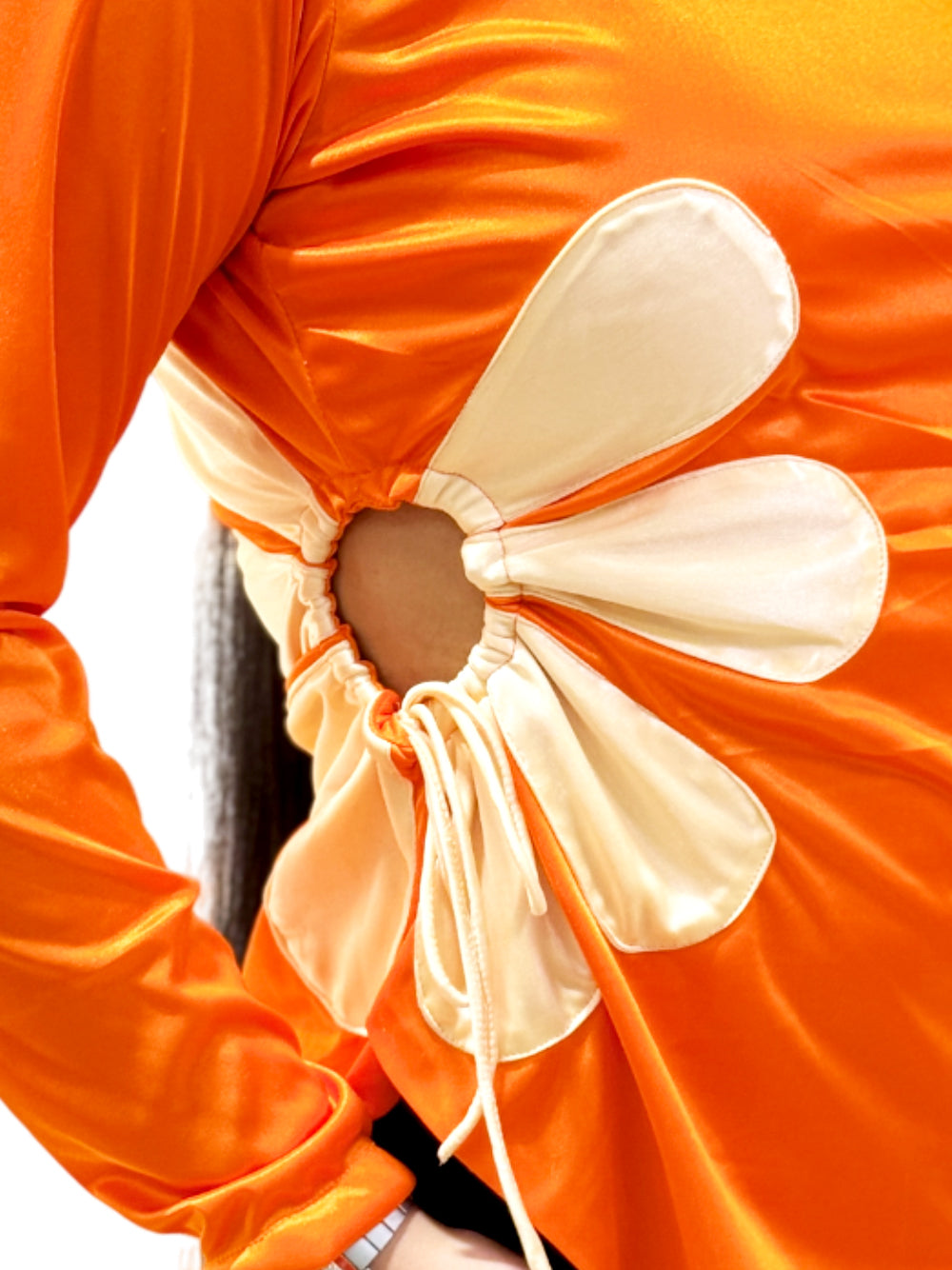 Lace-Up Flower Top – Orange & Peach