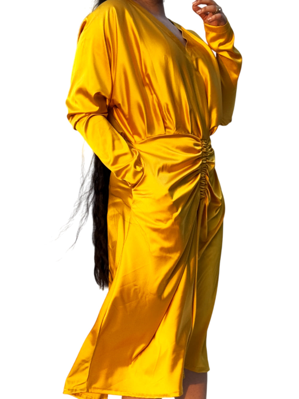 Lycra Satin Balloon Dress – Chic & Effortless Elegance Teal