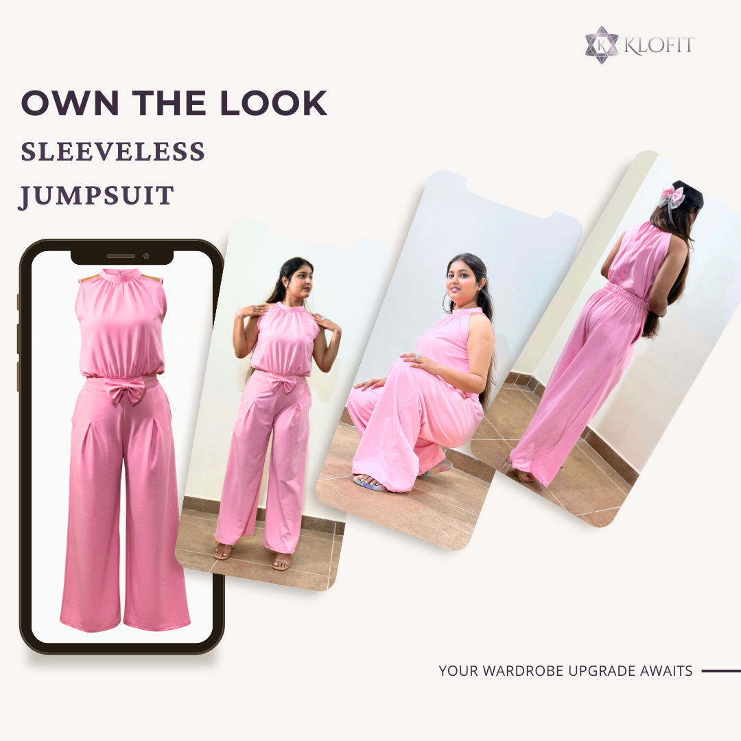 Elegant Bow Jumpsuit - Flamingo Pink