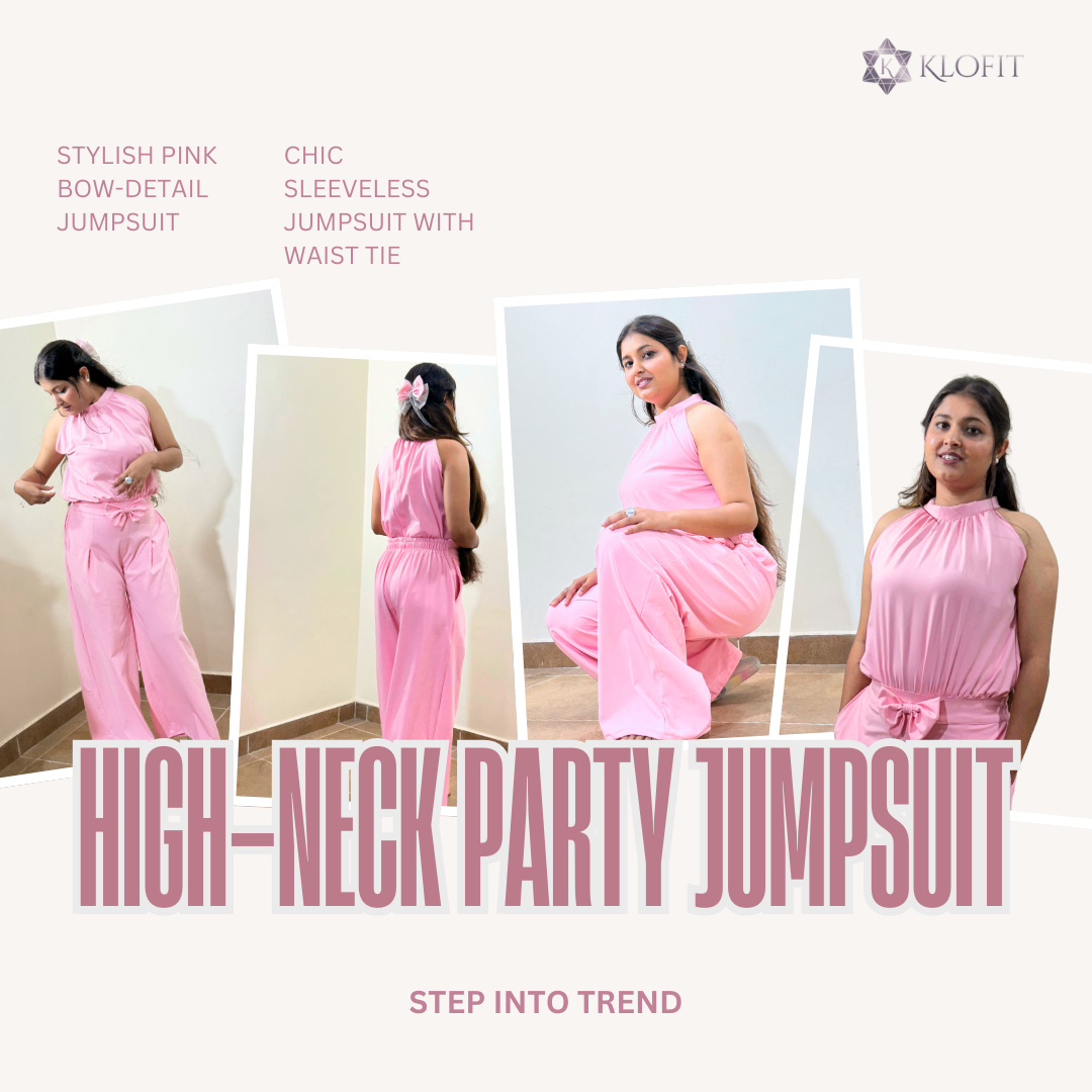 Elegant Bow Jumpsuit - Flamingo Pink