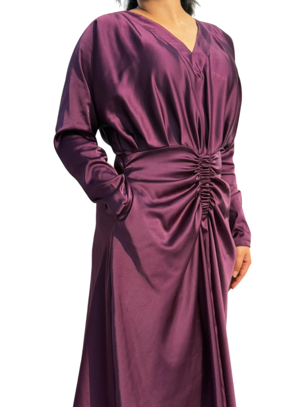Lycra Satin Balloon Dress – Chic & Effortless Elegance Blackberry Purple