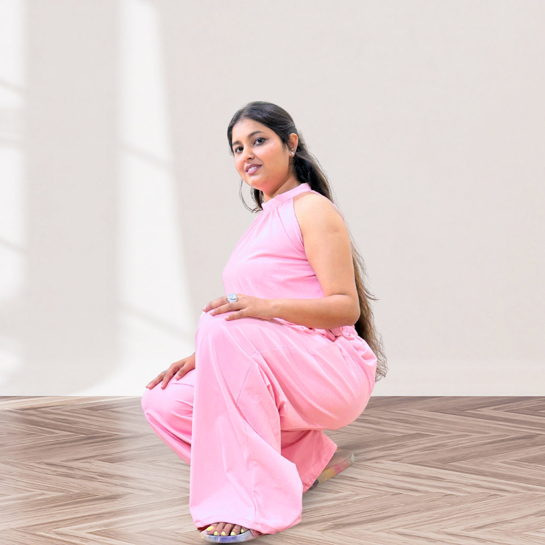 Elegant Bow Jumpsuit - Flamingo Pink